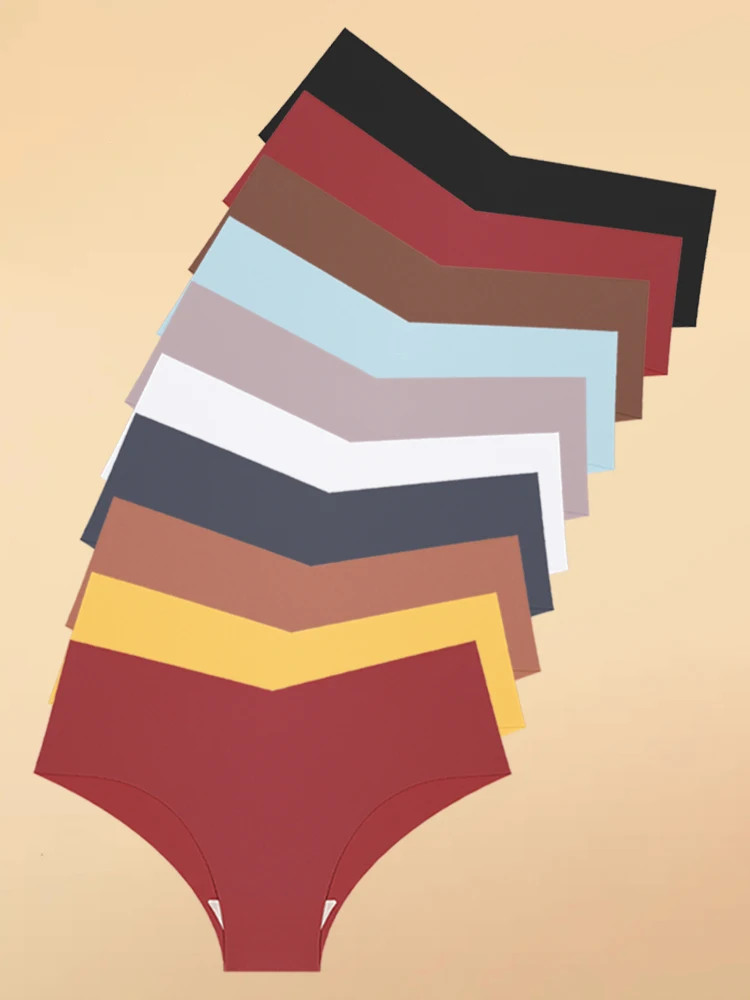 Seamless Panties Low Waist Solid Briefs Smooth Lightweight Comfortable Fit 10PCS