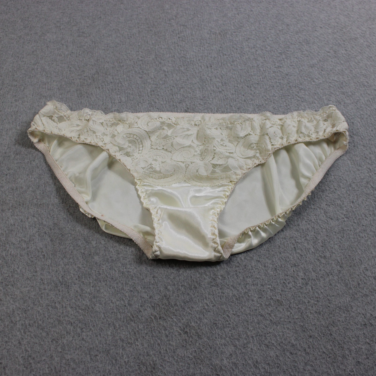 Vintage Pastries Panties Women Large White Satin Lace Bikini Sheer Made In USA