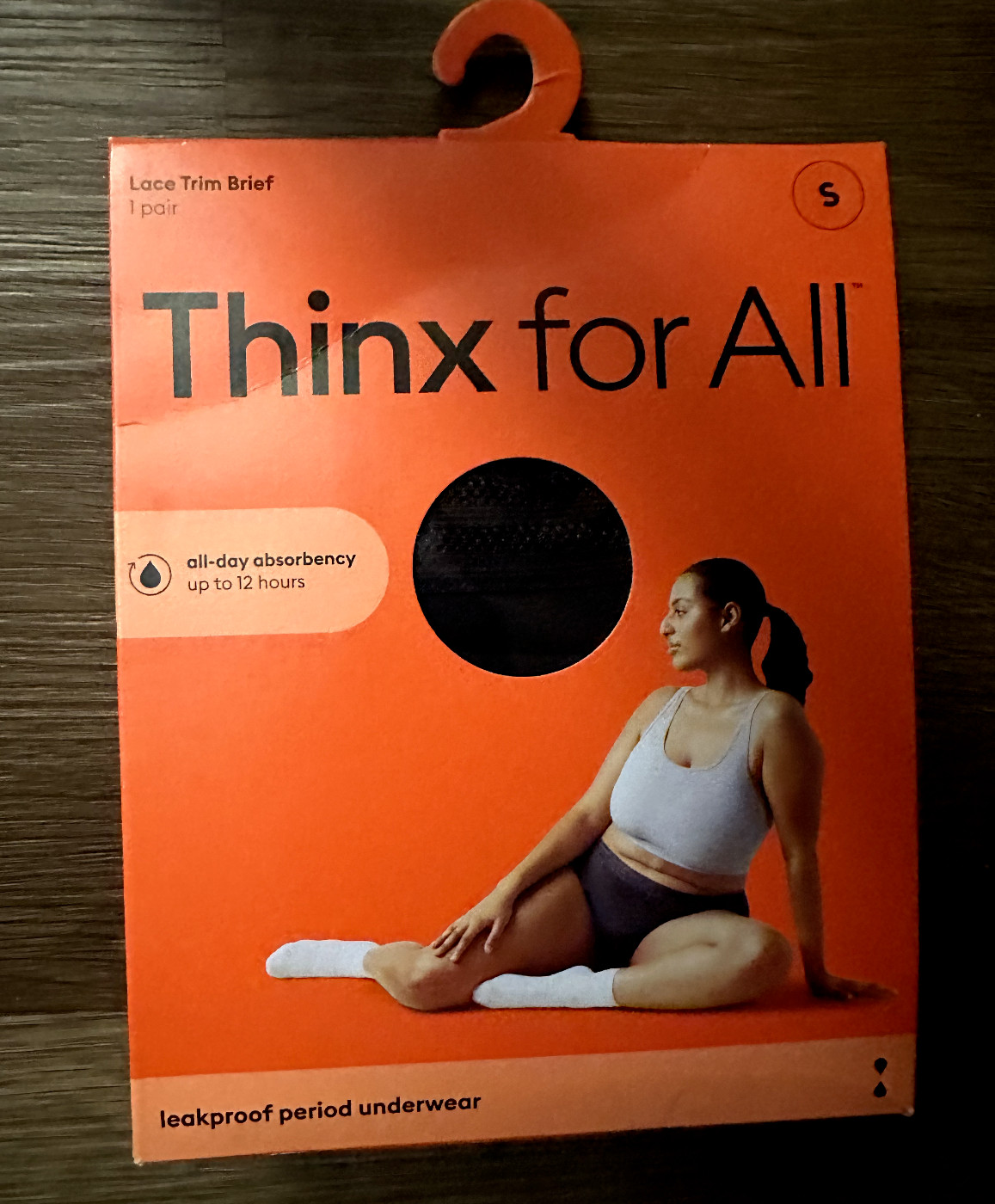 Thinx for All Day Absorbency Leakproof Period Underwear Lace Trim Black Small