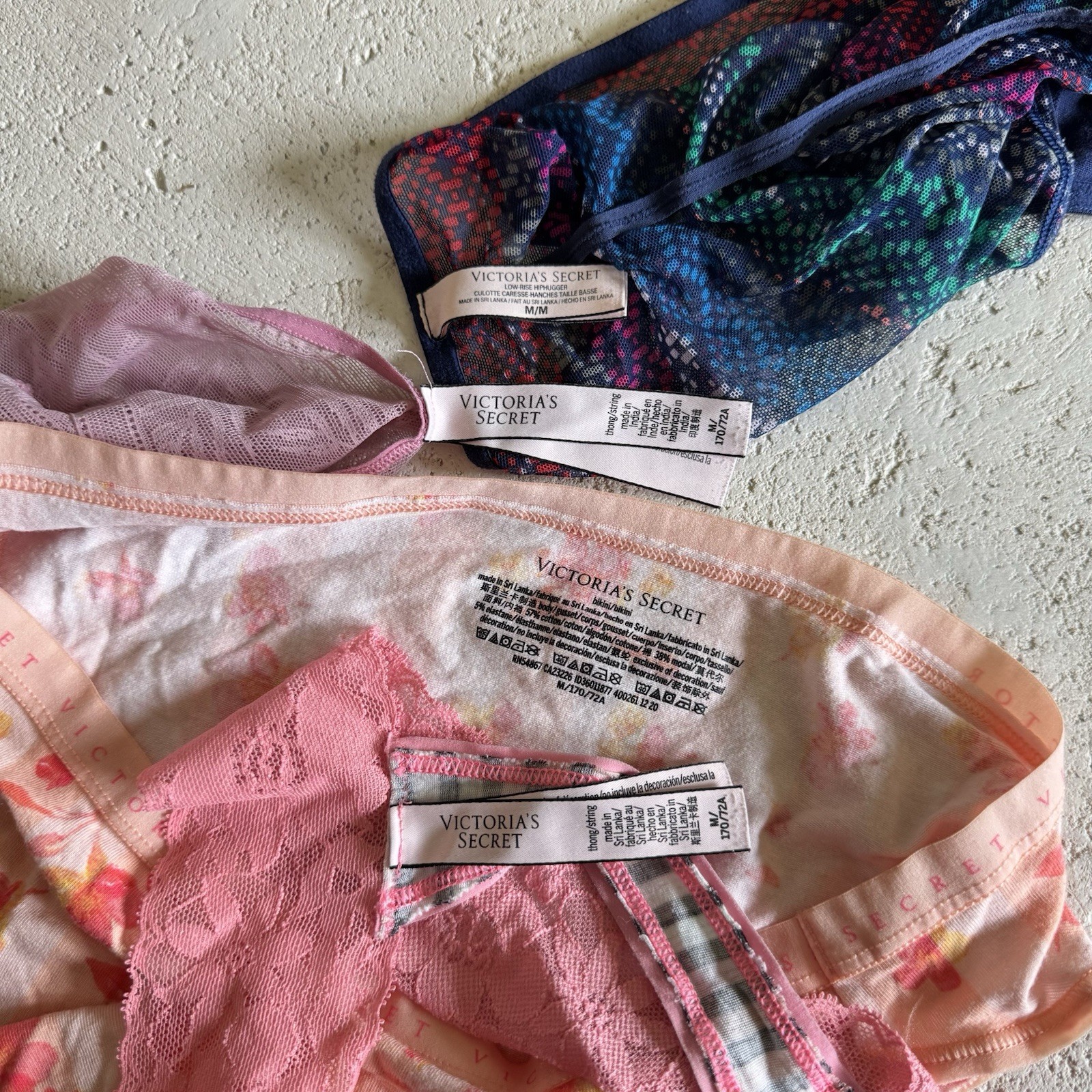 Victoria’s Secret Bundle Of 4 Mixed Style Panty Size M Pink Cute Girly Whimsy 🍒