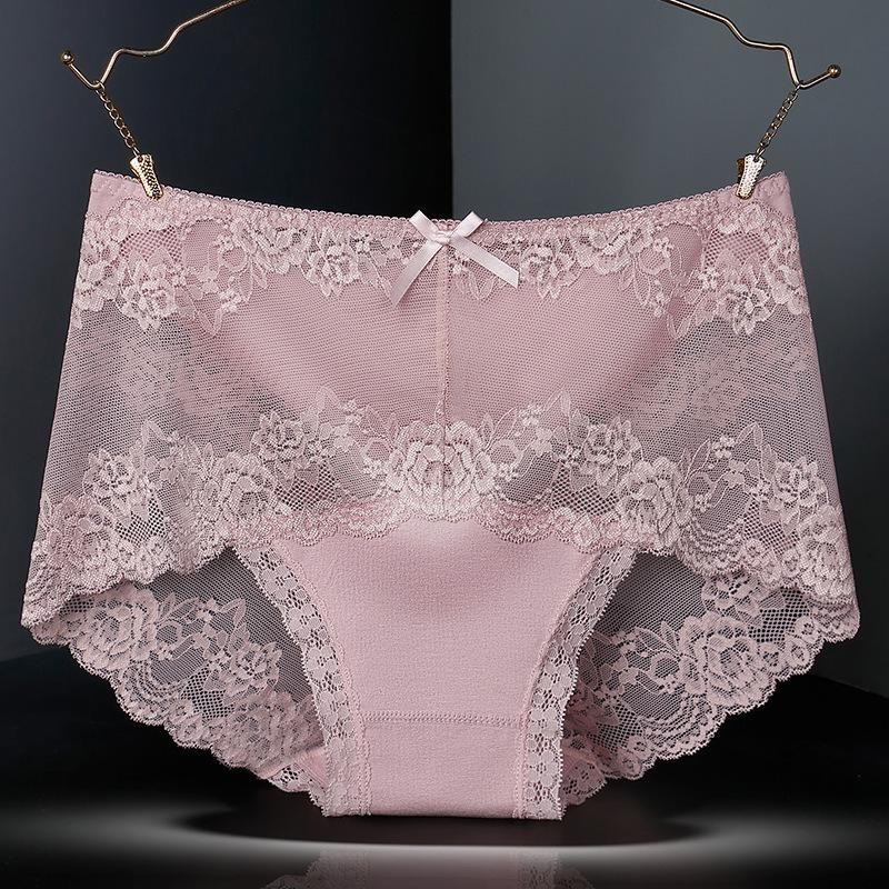 7PCS Women Cotton Lace Transparent Plus Size Antibacterial Comfortable Panties S