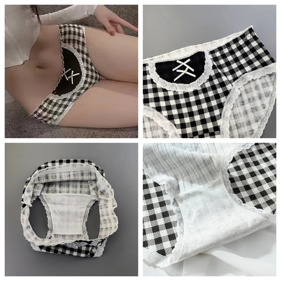 3PCS/set Cotton Bar Girl Panties Butterfly Sexy Design Unique Mid Waist Women