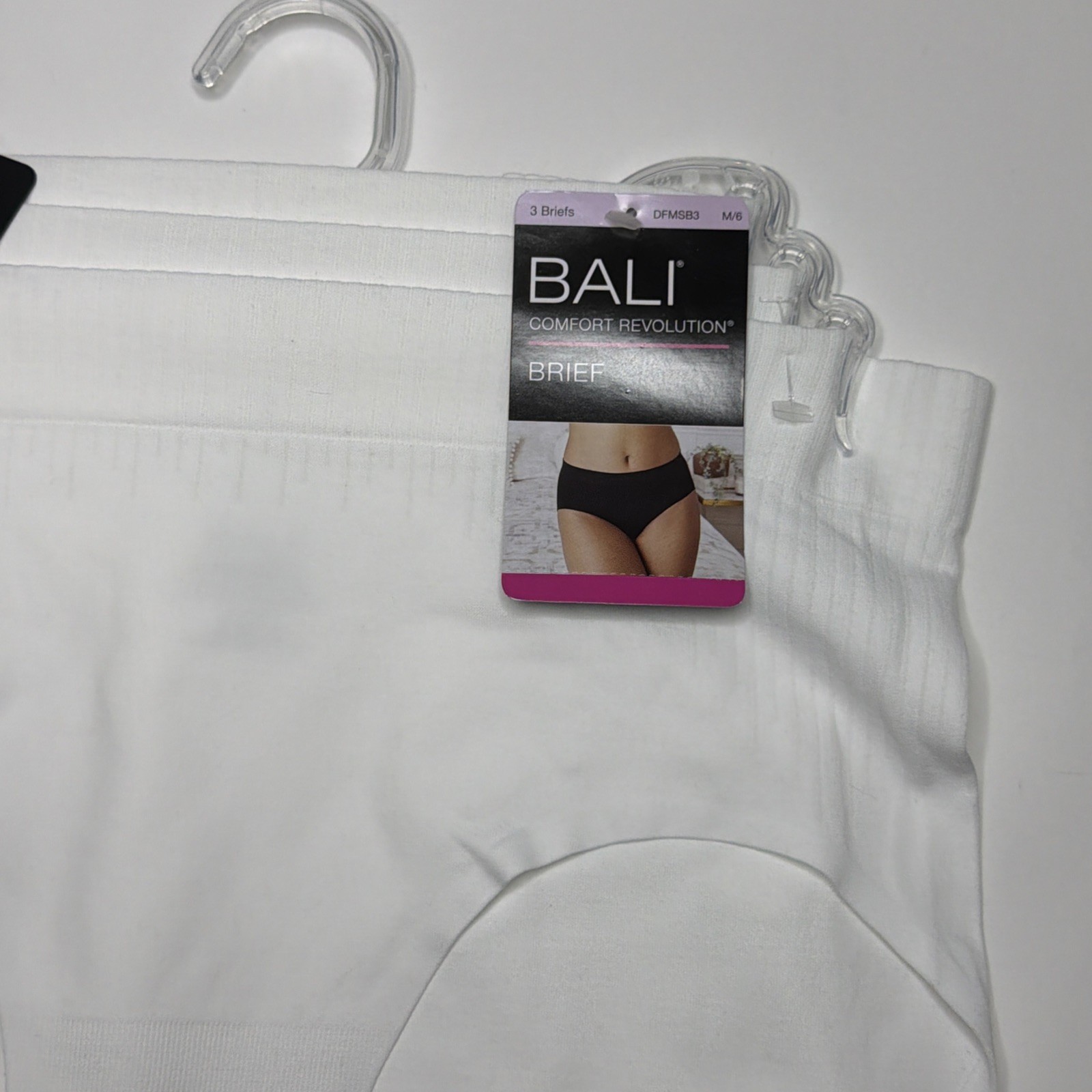 Bali Comfort Revolution Modern Seamless Brief Panties 3 Pk DFMSB3 White Medium/6