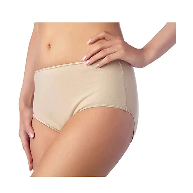 Barely Breezies Combed Cotton Regular Cut Brief Panty with UltimAir TAUPE Sz 12