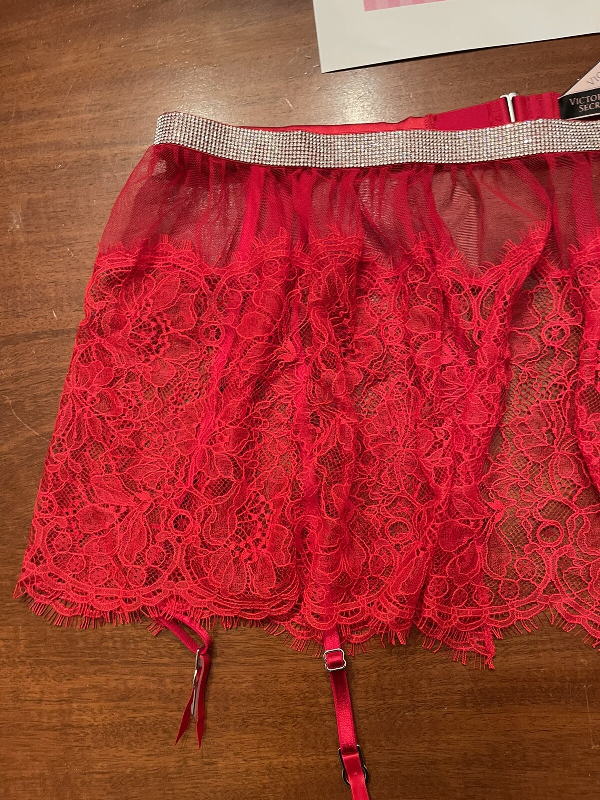 NWT $39.50 VICTORIAS SECRET sexy LEOPARD LACE stocking GARTERS Womens M M/M