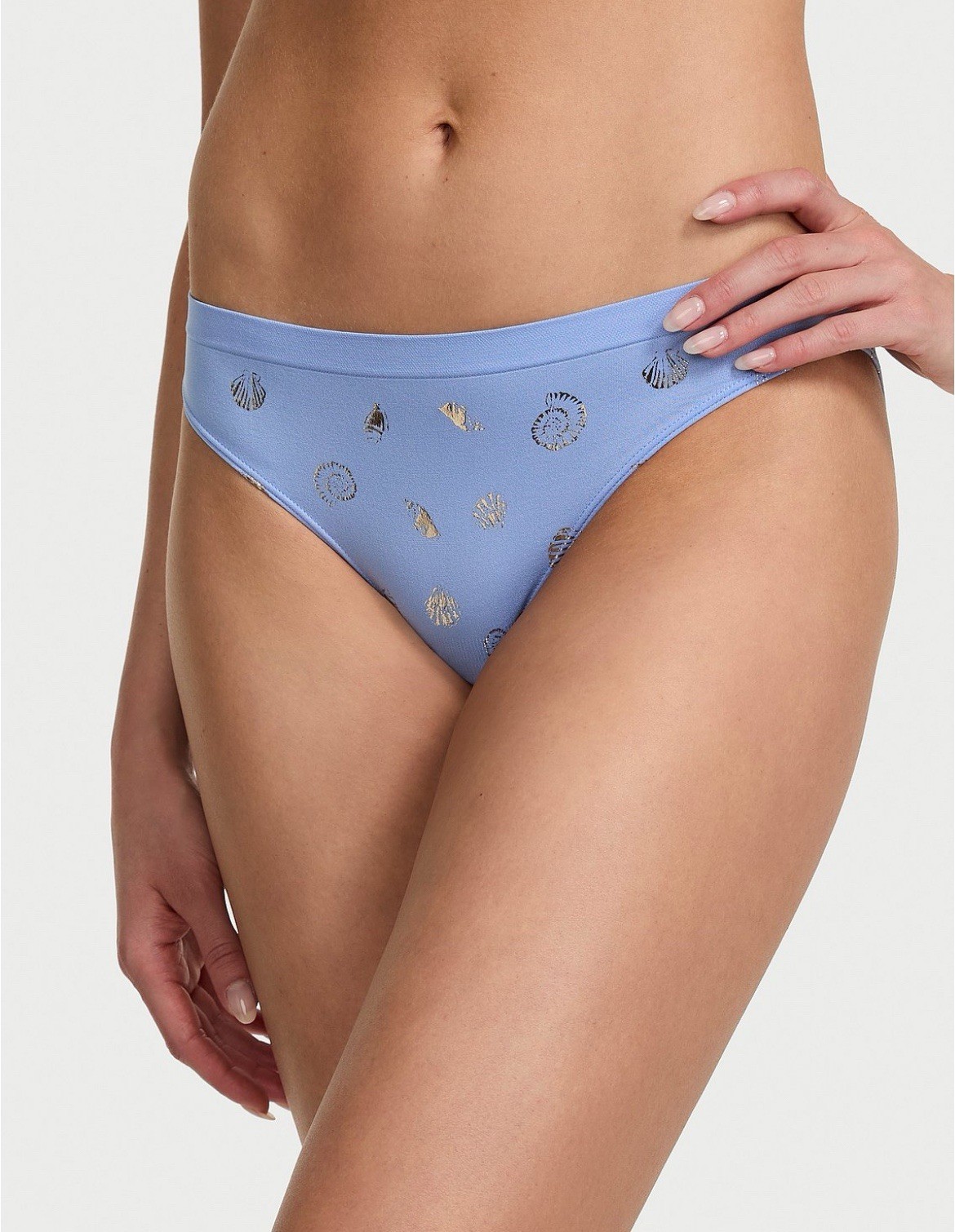 Victoria’s Secret Seamless Bikini Panty *Blue Cameo Seashells* Size Small NWT