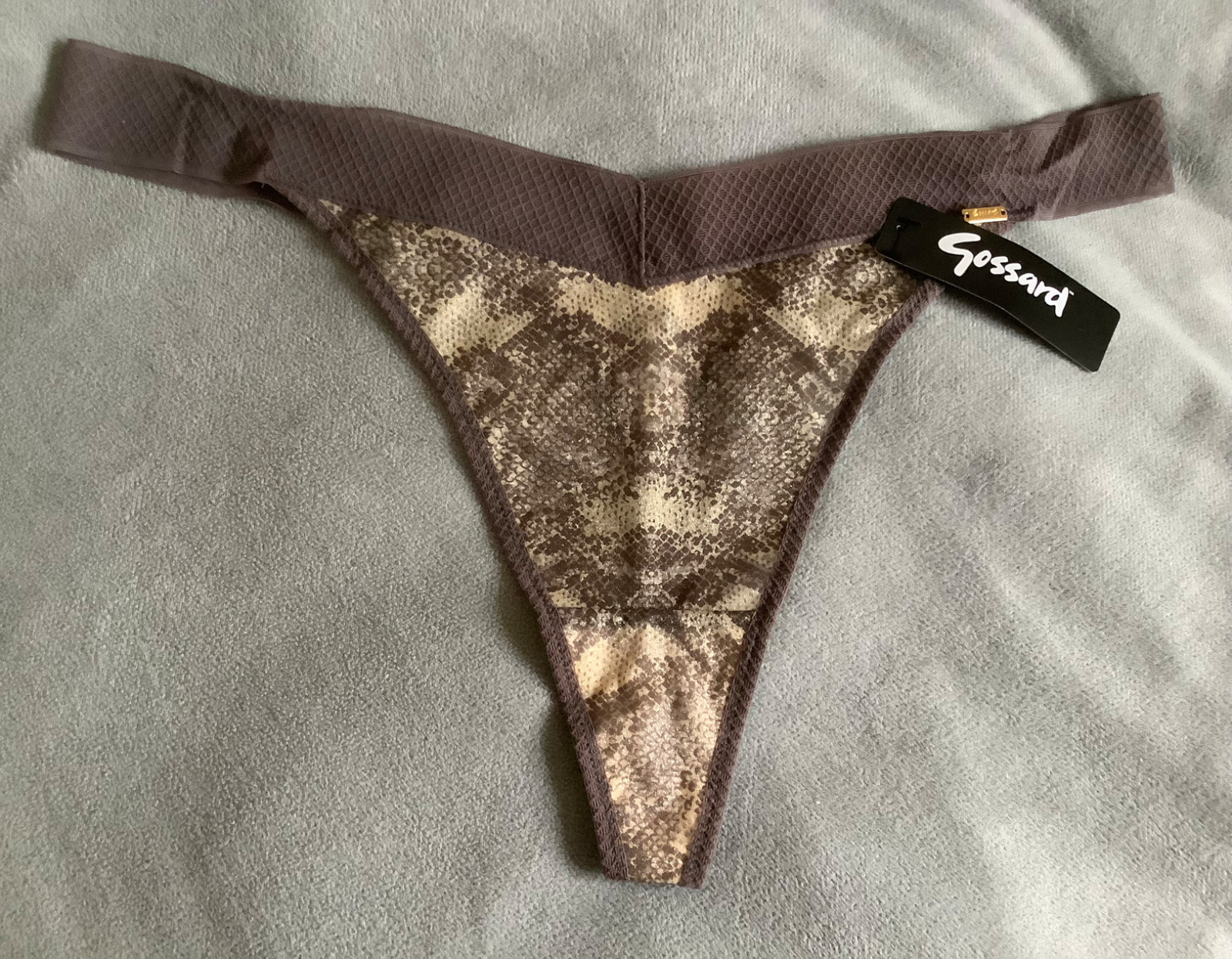 Gossard Glossies – x2 Light Brown & Beige Snake Print Thongs Size XL – BNWTS