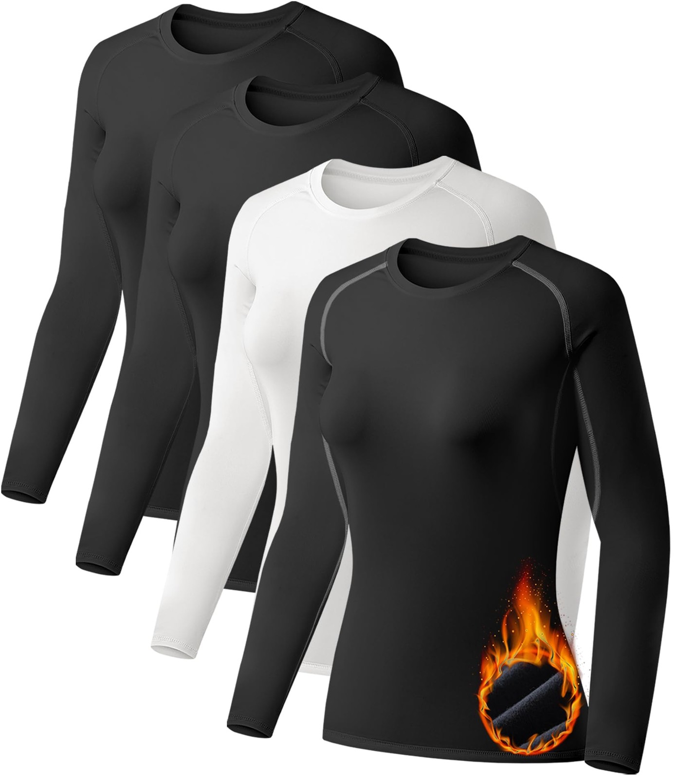 TELALEO 4 Pack Women’s Thermal Shirts Fleece Lined Athletic Tops Long Sleeve …