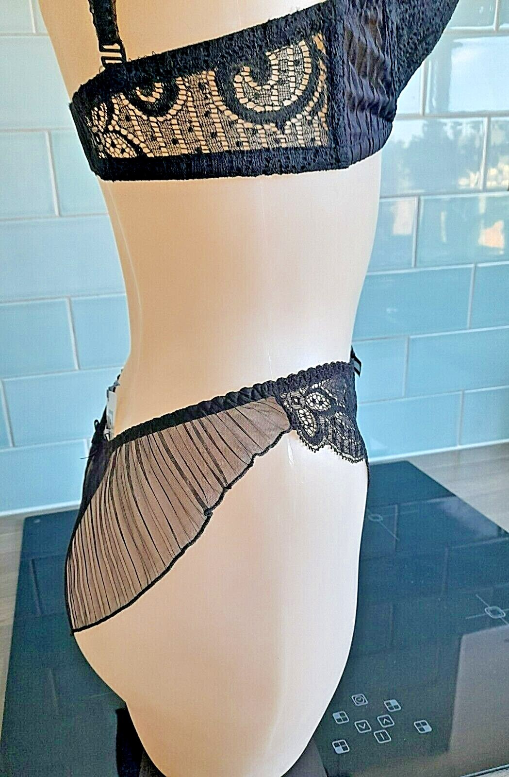 Barbara Black “Follies” High Leg Pleated Fan Backed Briefs