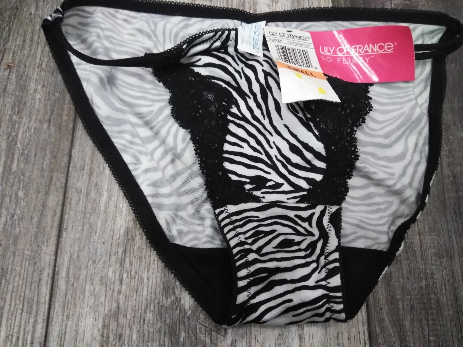 VTG Y2K Lily of France WOMEN’S SO FLIRTY BIKINI UNDERWEAR Black White Size SMALL