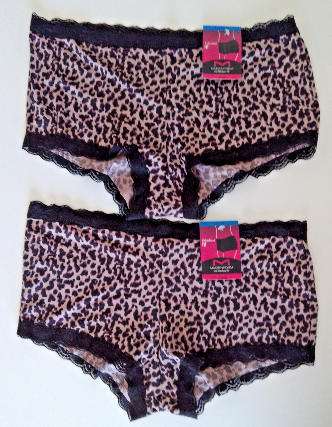 NWT TWO (2) Maidenform Boyshort Panties Size 8/XL 40760 Fabulous Fit Animal