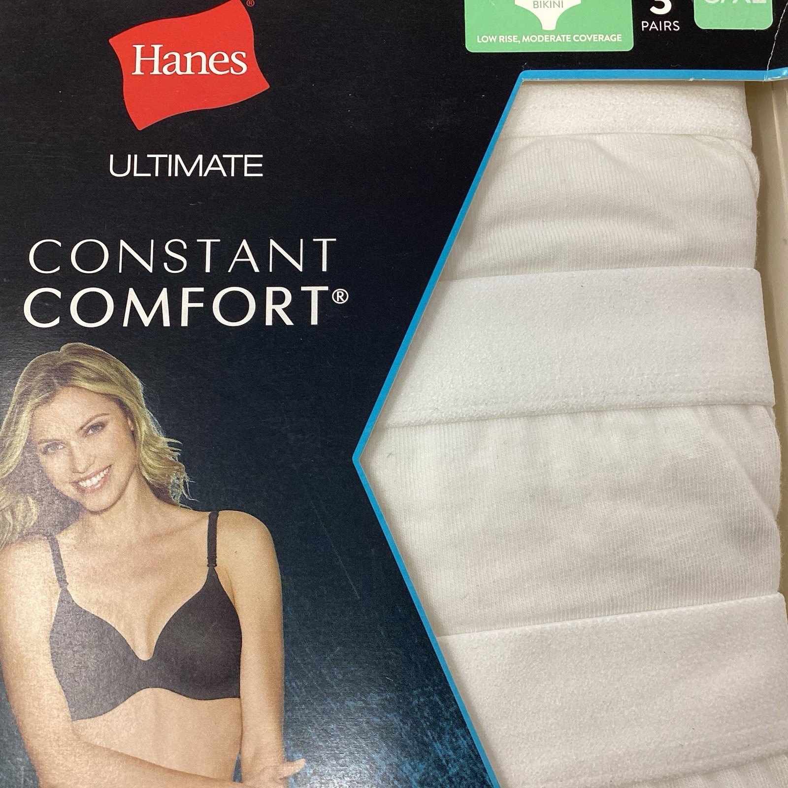 Hanes Bikini Panties Women’s 3-Pairs Size 8/XL White Ultimate 42XTB4 New