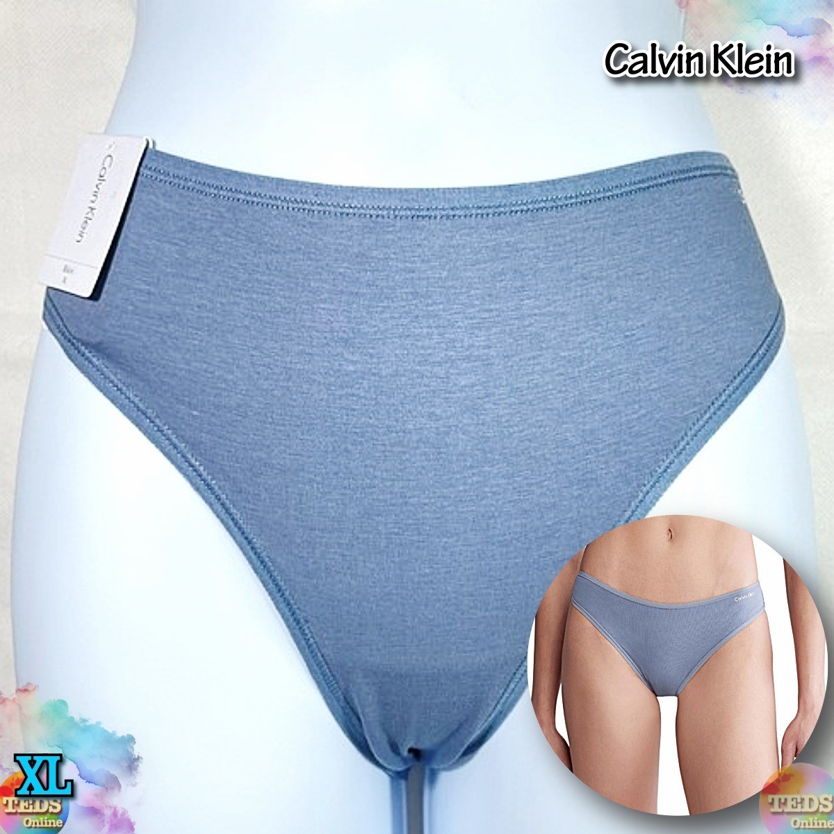 NWT Calvin Klein Size XL Cotton Form Bikini Underwear QD3644 Blue