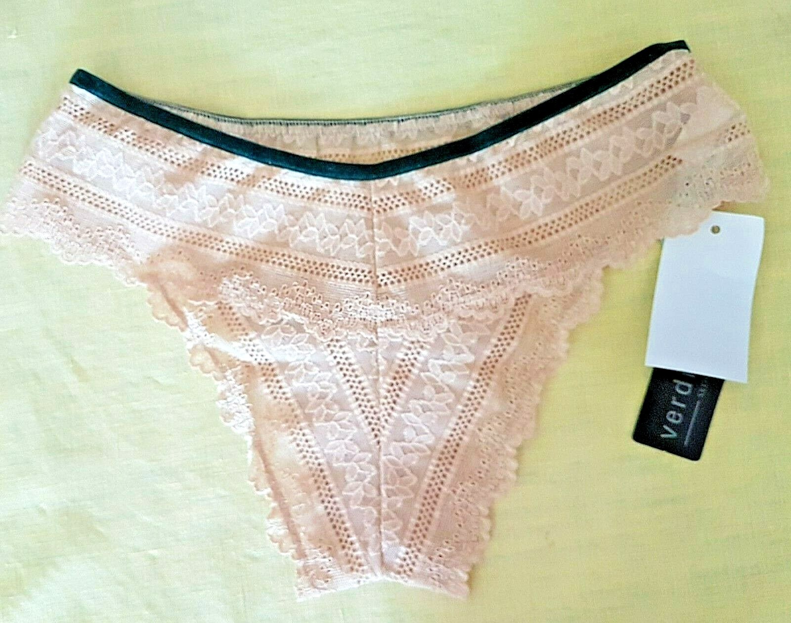 Verdissima GYPSY Beige Lace With Green Velvet Details Brief L