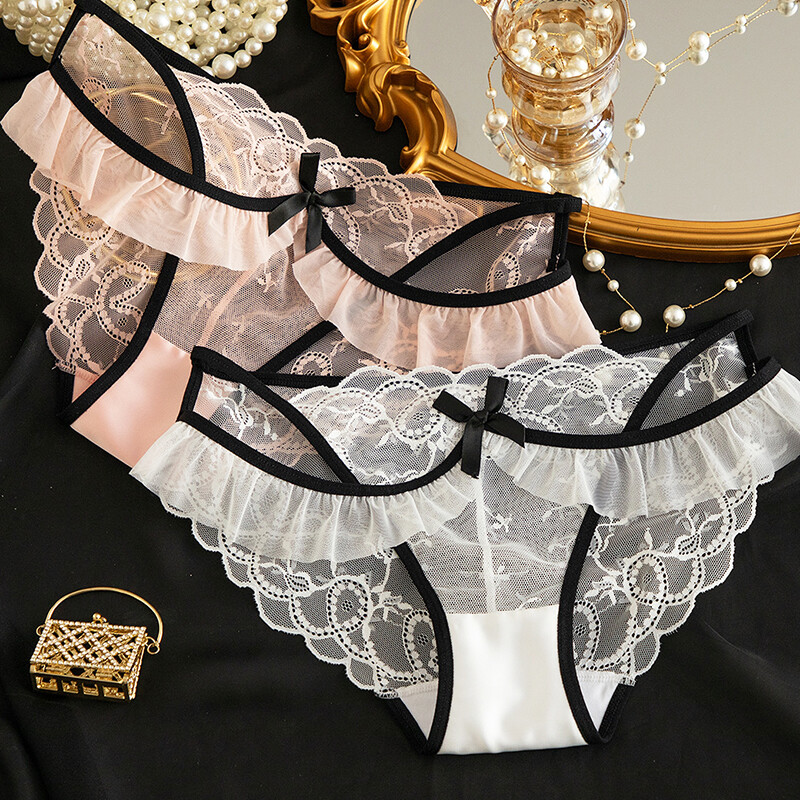 4 Pack Lot Sexy Womens See Through Sheer Panties Underwear Lace Briefs Lingeries