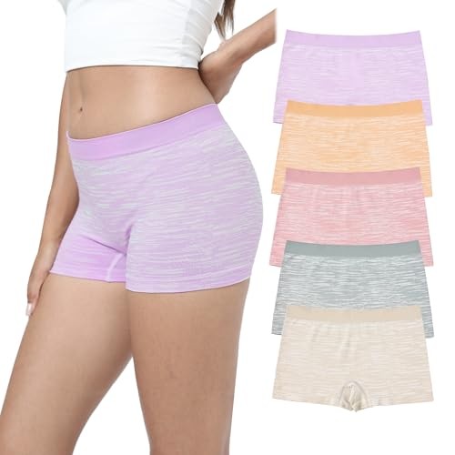 Women’s Boyshort Underwear Full Coverage Seamless Panties Soft Large B2415
