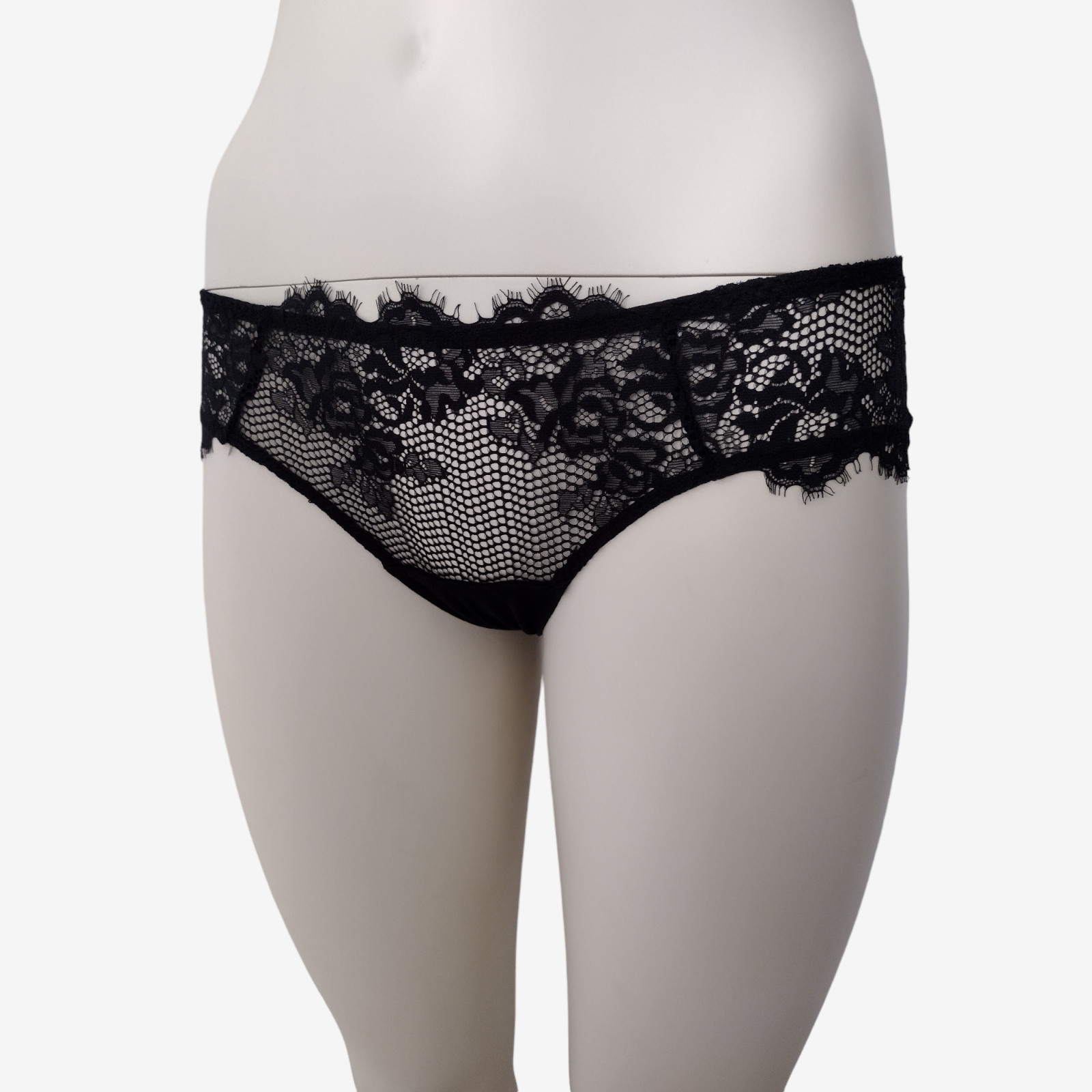 Adore Me Black Sheer Nylon Mesh and Lace Cheeky Panty Size S