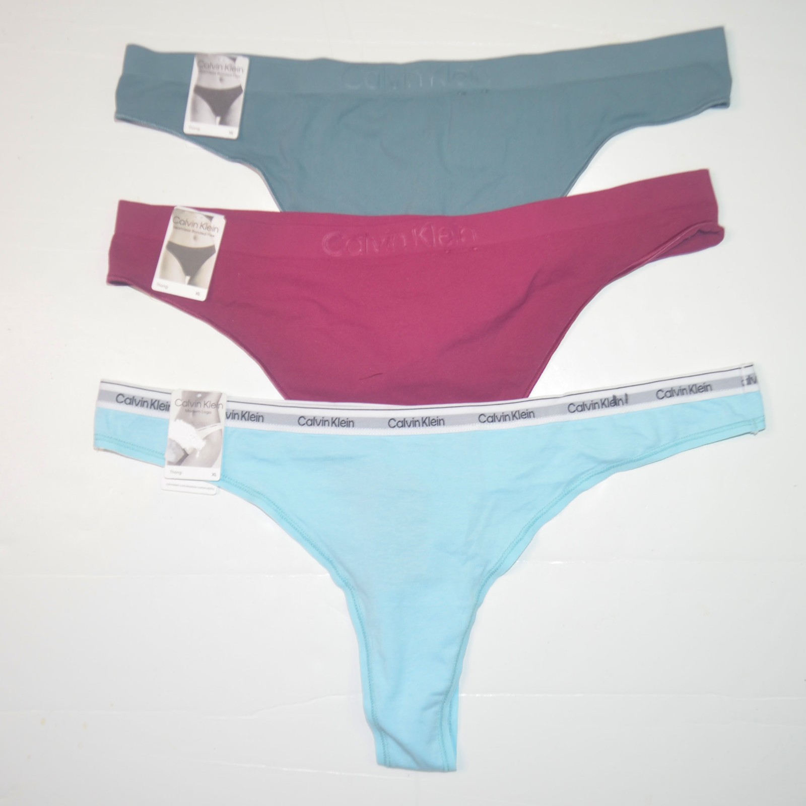3 Pack NWT CALVIN KLEIN Bonded Flex Modern Logo Thong Underwear Sz XL