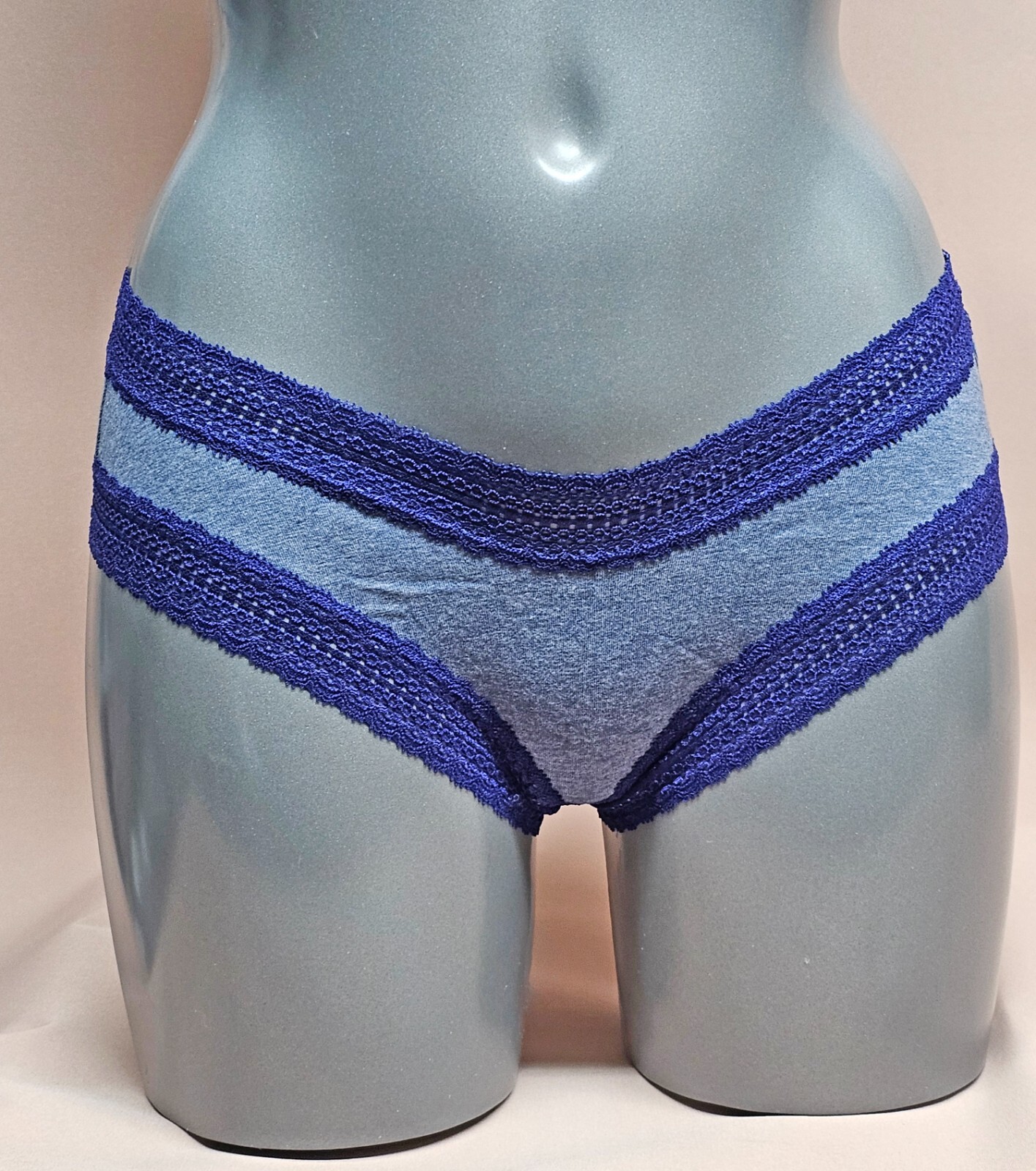 La Senza Hipster Knickers Sexy Blue Contrast Lace Trim Cheeky Size S to XL (B10R