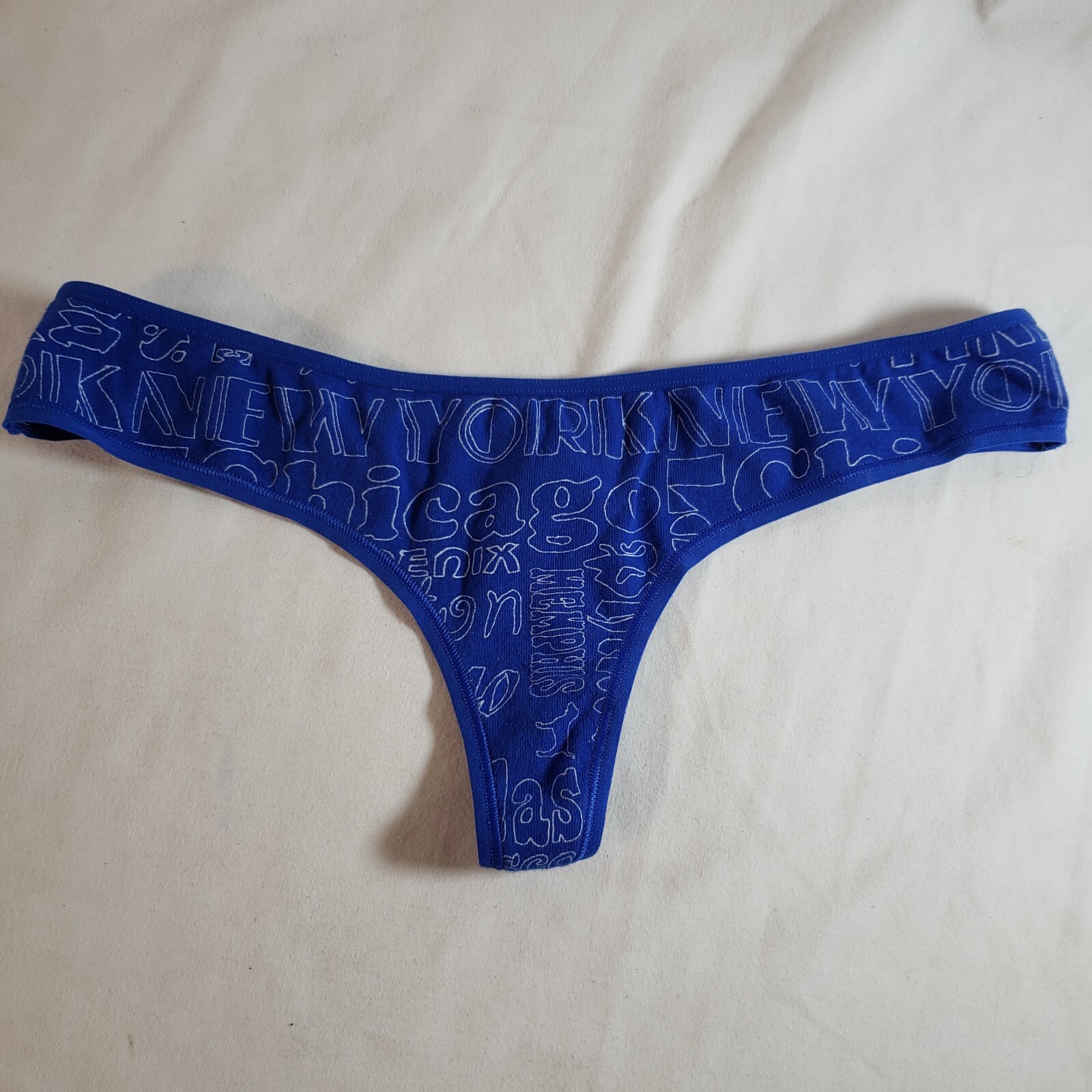 Victoria’s Secret PINK Extreme Low Rider Thong Large Blue City Cotton