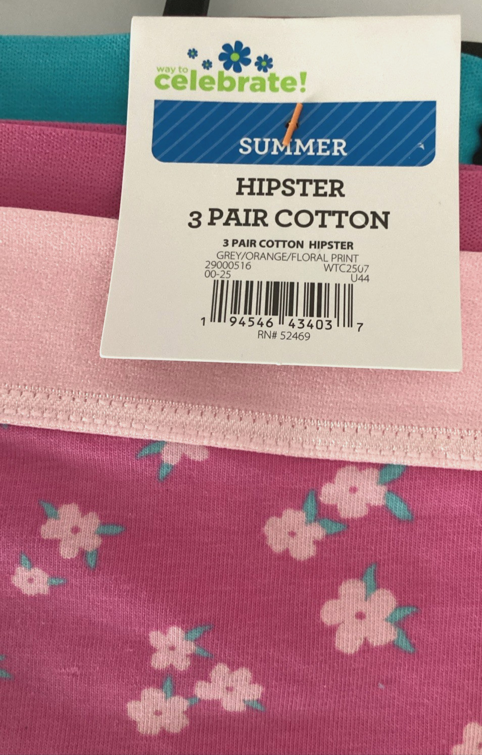 CELEBRATE! SUMMER HIPSTER 3-Pack COTTON Panties Sz.M *