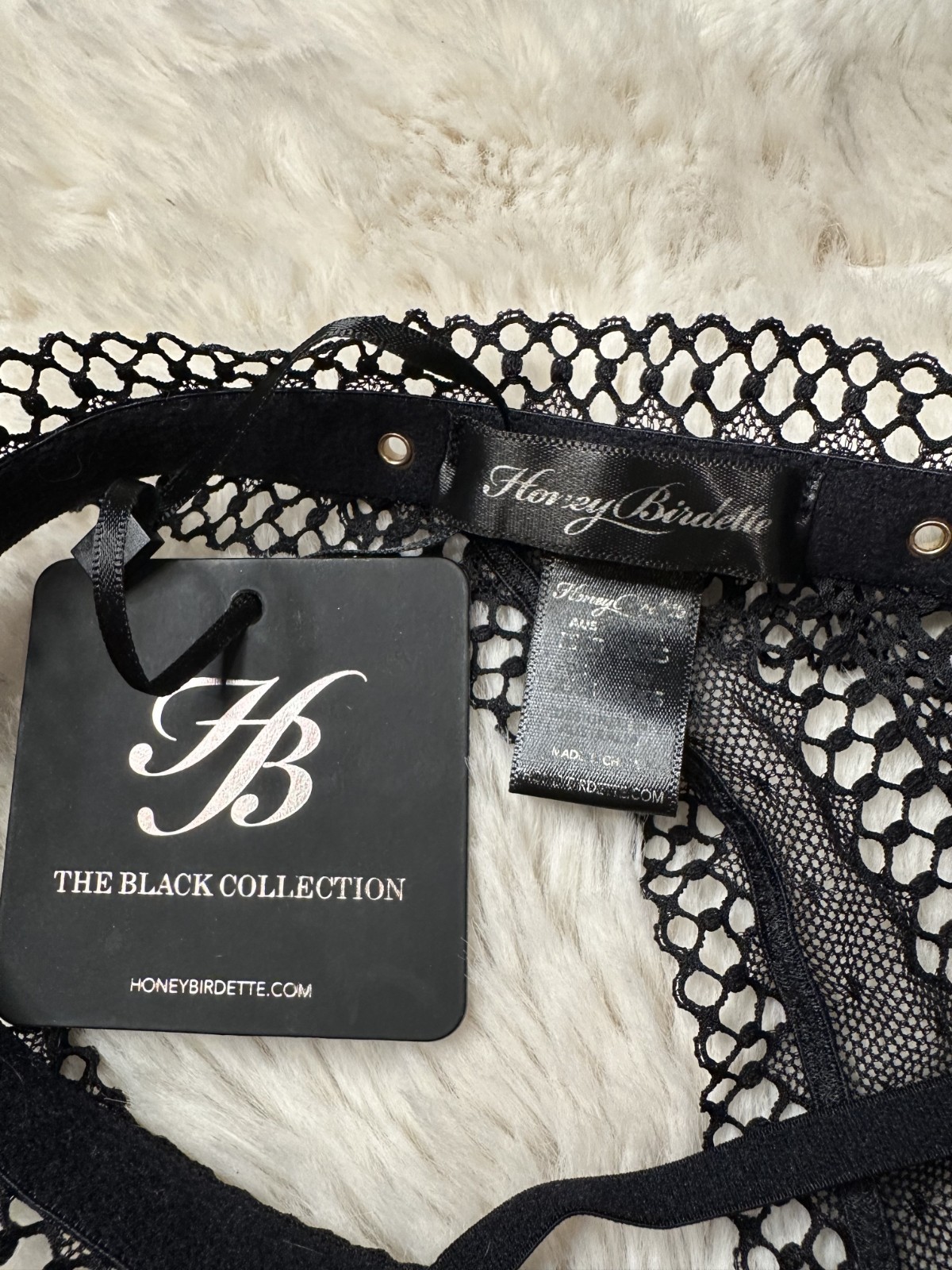 Honey Birdette JANET🖤 Black and Gold Studded Thong XXS