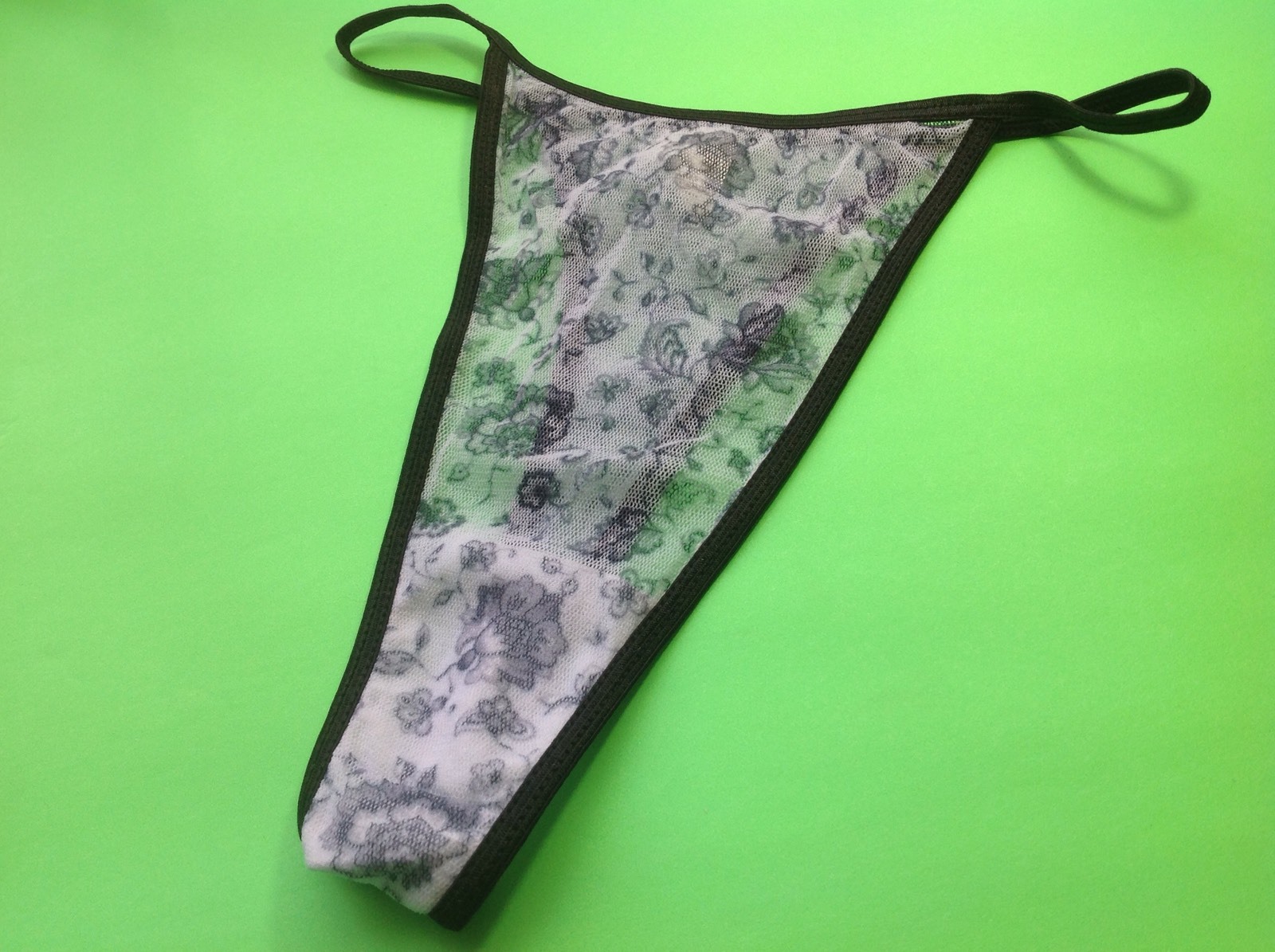 Women Panties,Thongs Size 5/S. Small Gray Fishnet Floral Polyester China