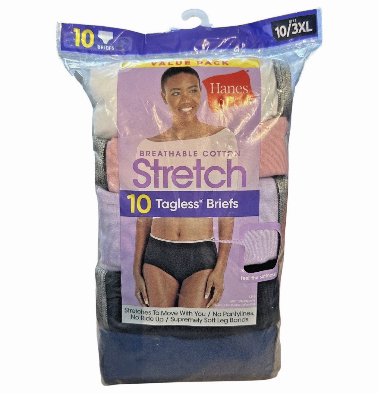 Hanes Womens 10 Pack Briefs Cotton Stretch Breathable Cool Comfort 10/3XL