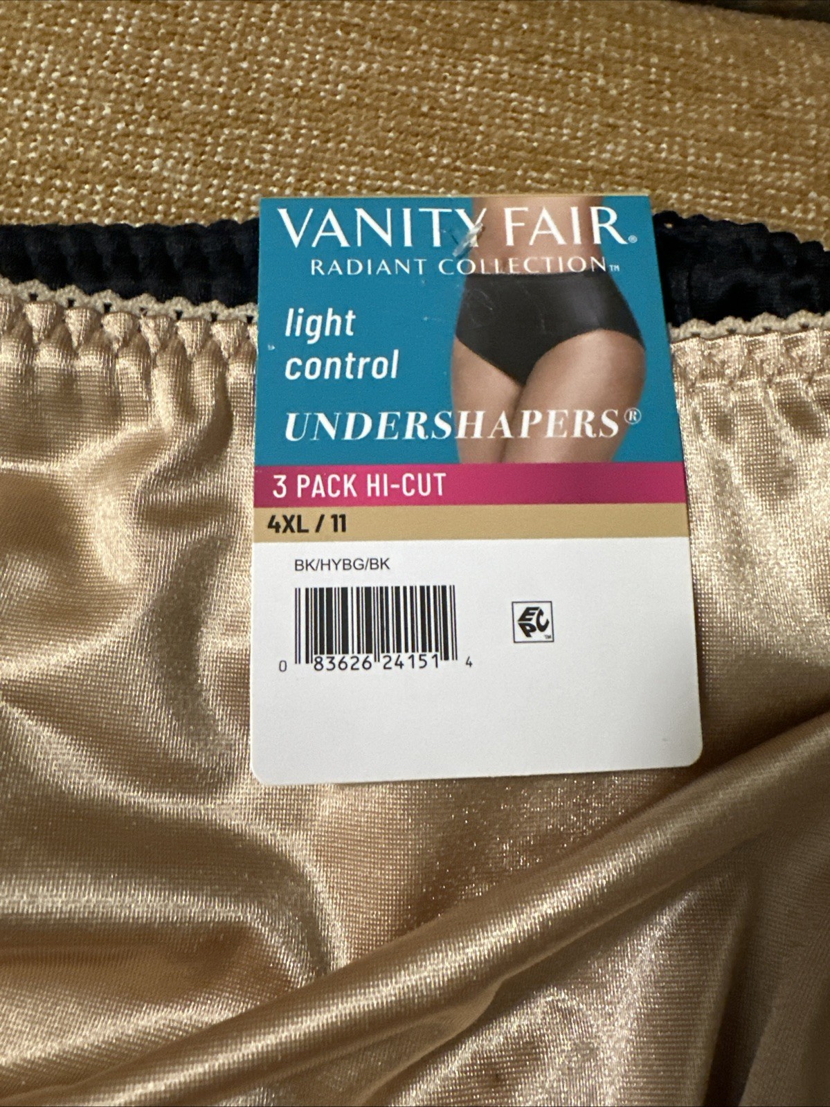 Vanity Fair Radiant Collection Undershapers Underwear-6 pair Black + 4XL/11 NWT