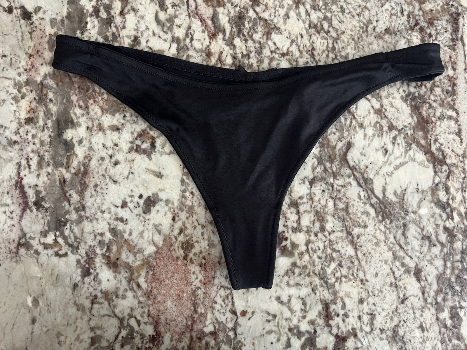 True Vintage Victoria’s Secret Satin Keyhole Low Rise Thong Panties Black Small
