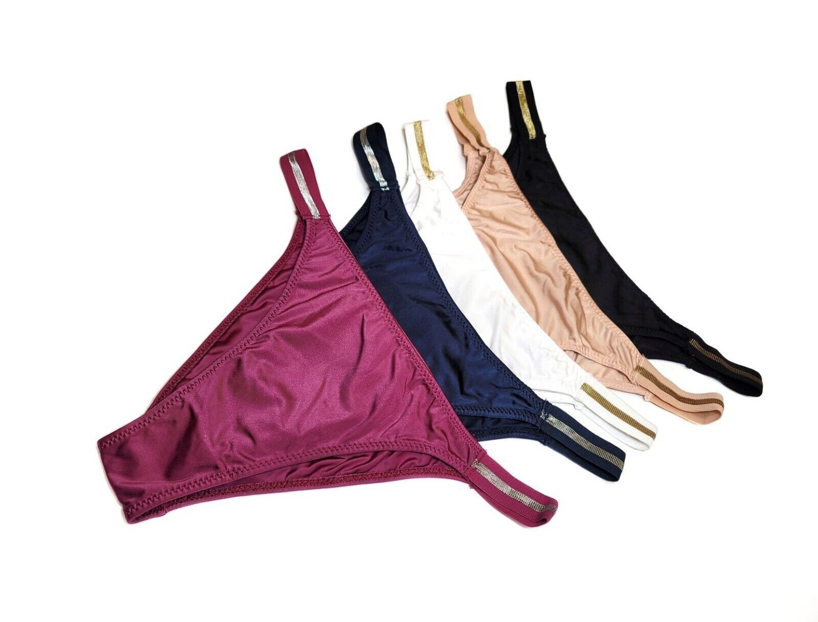 5pcs Lot Women High Cut Satin Panties Thong Brief Brazilian Underwear Lingeries