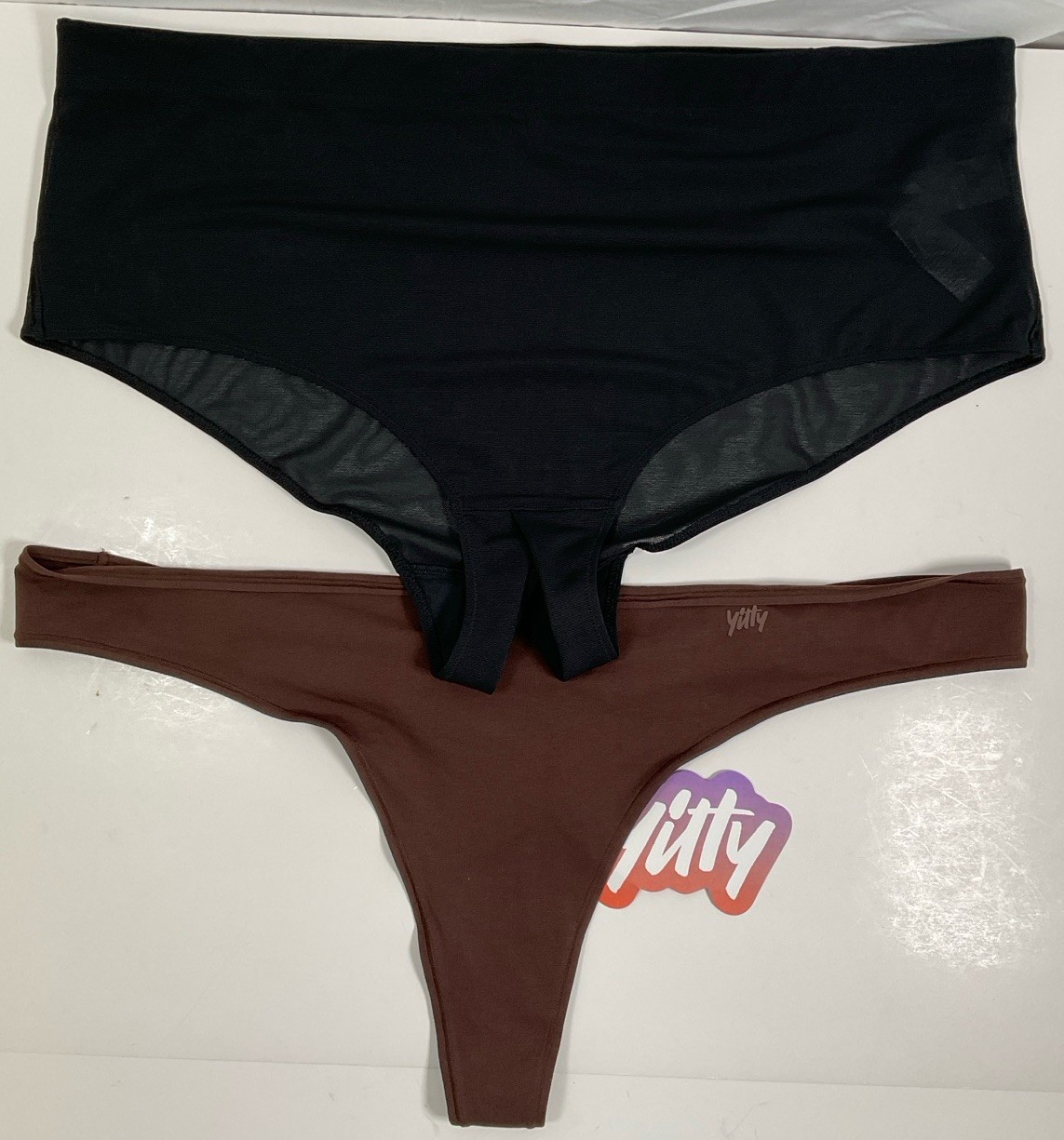 NWOT Lot 2 Pairs Fabletics Yitty Panties Brown Thong & Black Crotchless Size 4X