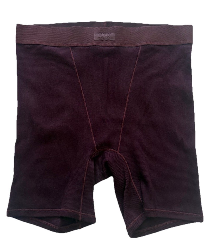 SKIMS STRETCH COTTON WOMENS RIB BOXERS Currant Size Large