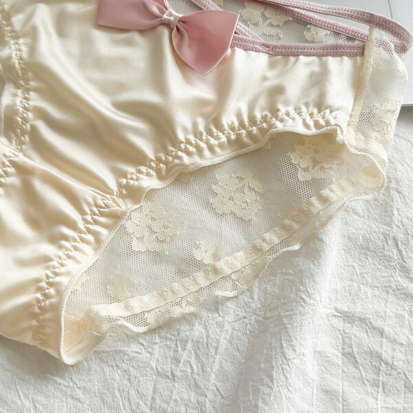 5 Pack Lot Sexy Womens Satin Panties Underwear Sheer Lace Bow Vintage Lingeries