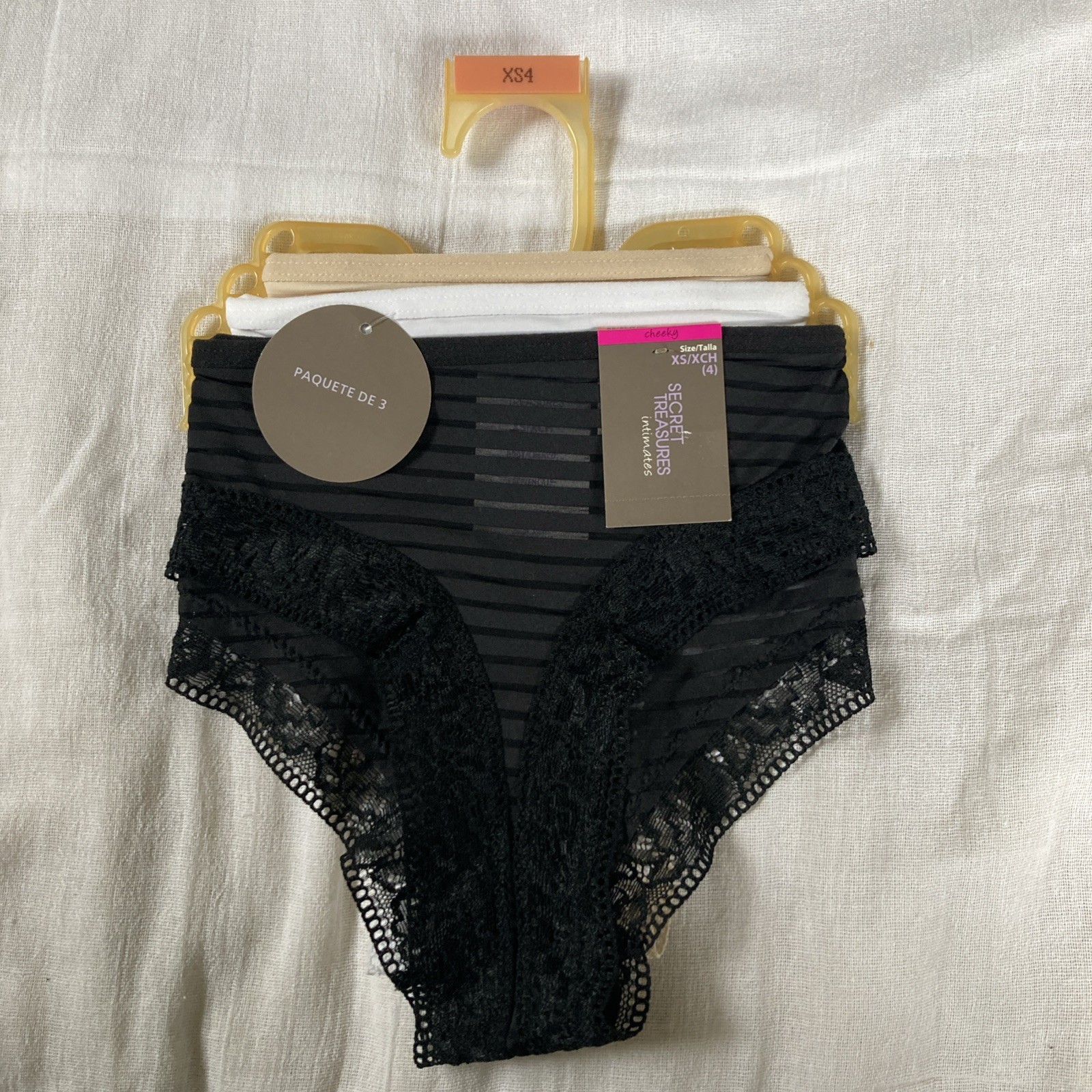 Secret Treasures XS 4 Lace Cheeky 3-Pack NOS Nylon Spandex Panties