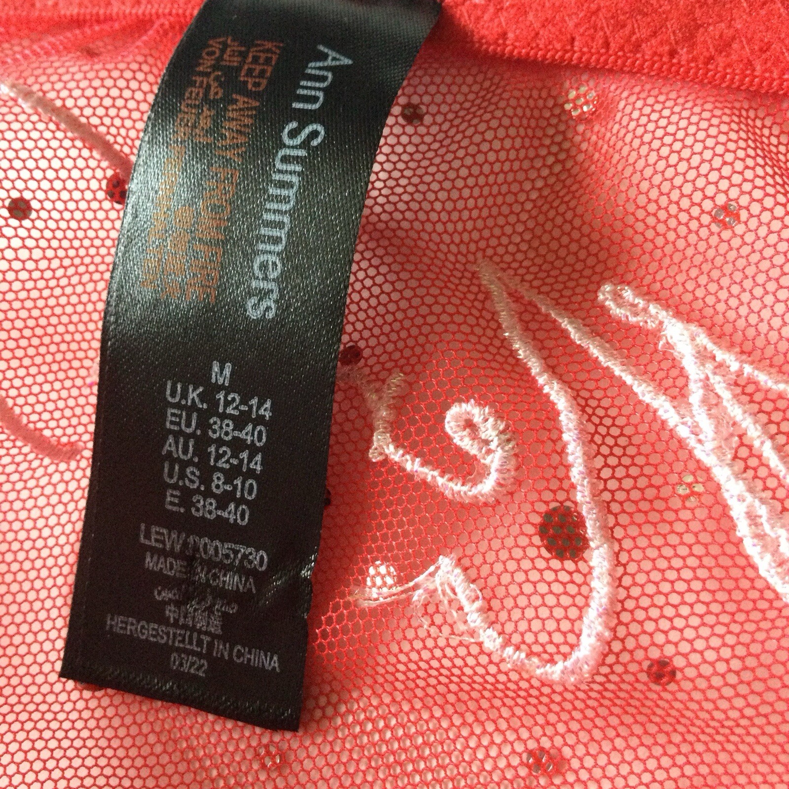 ANN SUMMERS MERRY KISSMAS RED SPARKLE PANTY SIZE MEDIUM NWOT