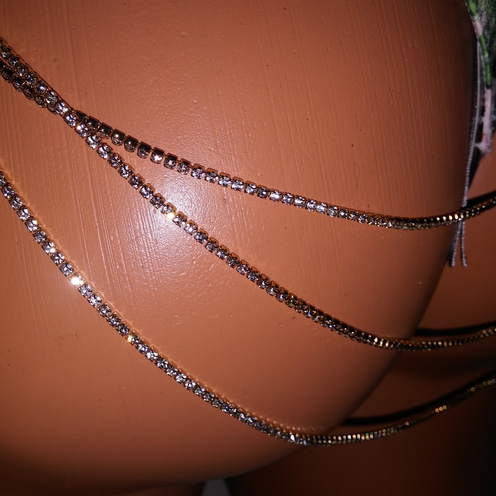Victoria Secret Panty V String Thong Tropical Floral Chain Straps Rhinestone