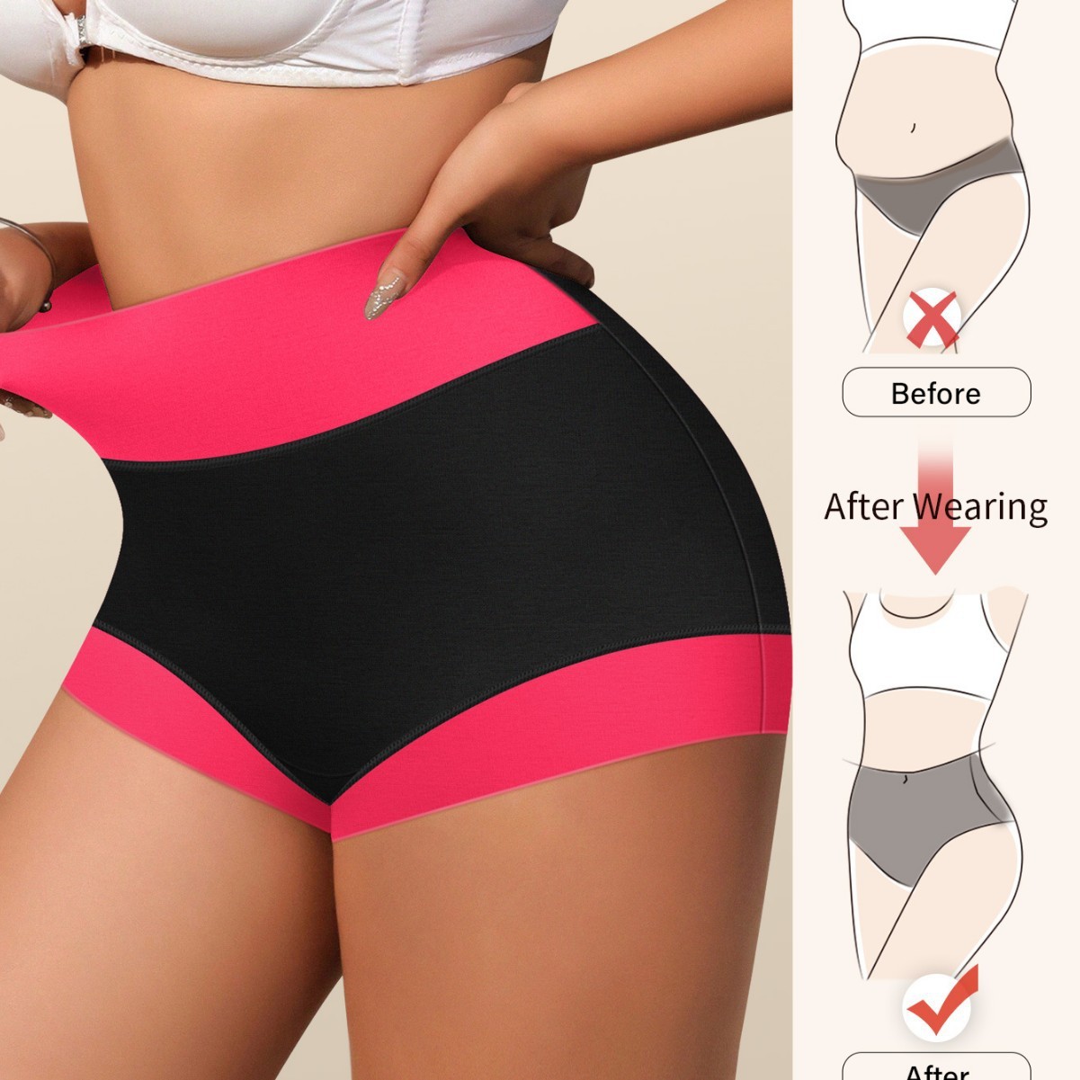 4 Pack Breathable Girl Ladies High Waist Pant Women’s Panties Boxers Cotton