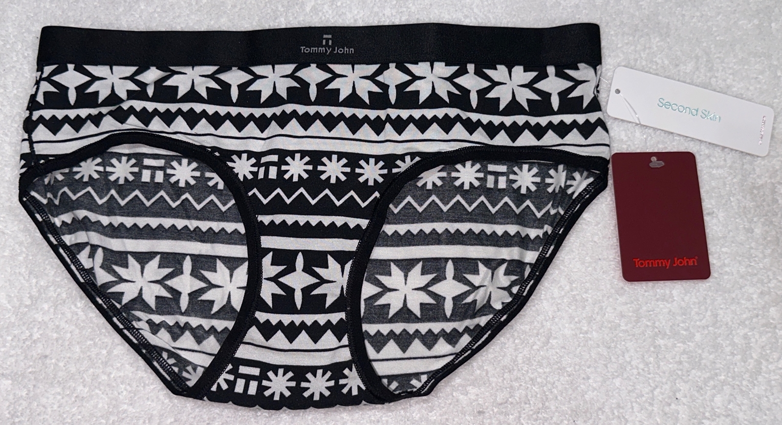 TOMMY JOHN Second Skin Gunmetal WB Ski Patrol Black White Brief Panty Womens S 5