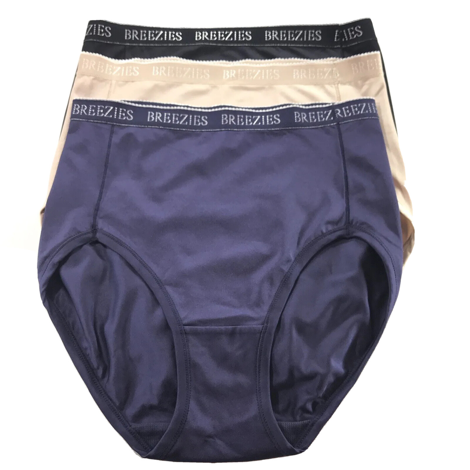 Breezies – Small – Nylon Microfiber Women’s Hi-Cut Brief-3 Pack-See Description