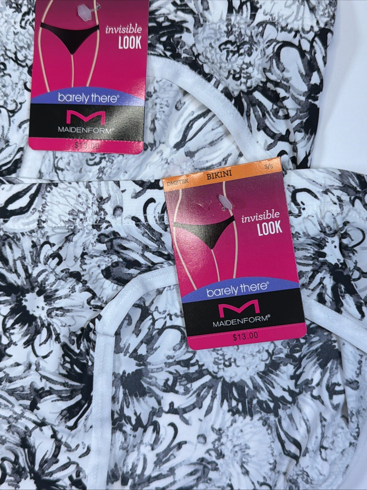 Maidenform Barely There Invisible Look Bikini Panty S/5 White Floral 3 Pk DMBTBK