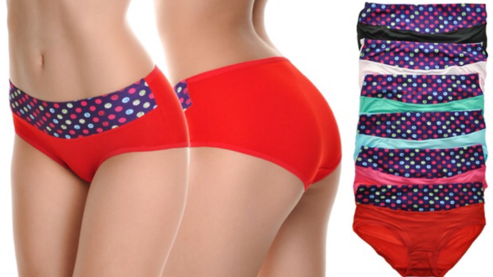 Angelina Lot of 6 Microfiber Hiphugger Panties M Red Aqua Pink Black $90