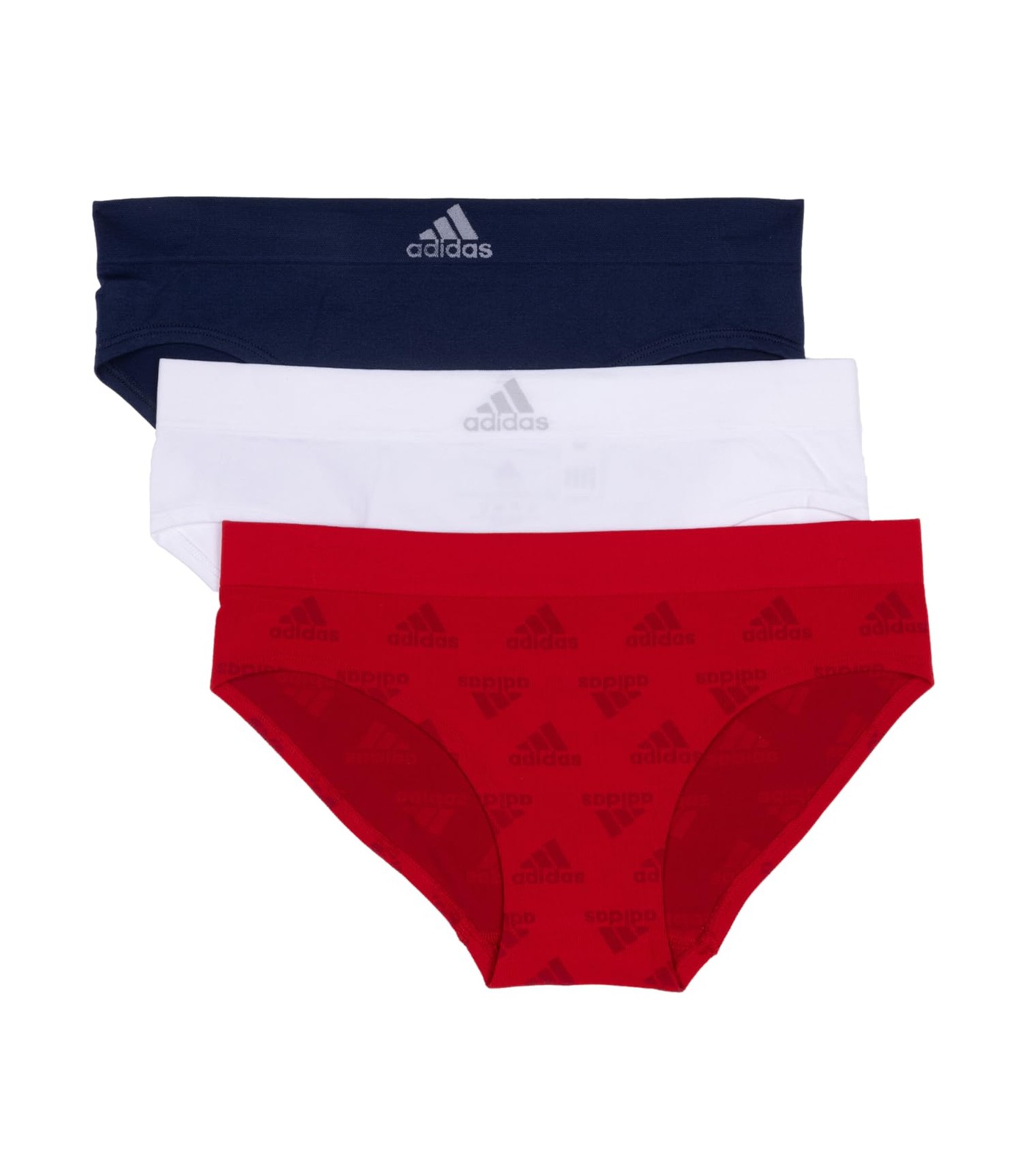 adidas Women’s Seamless Hipster Underwear 3-Pack – Red/White/Indigo