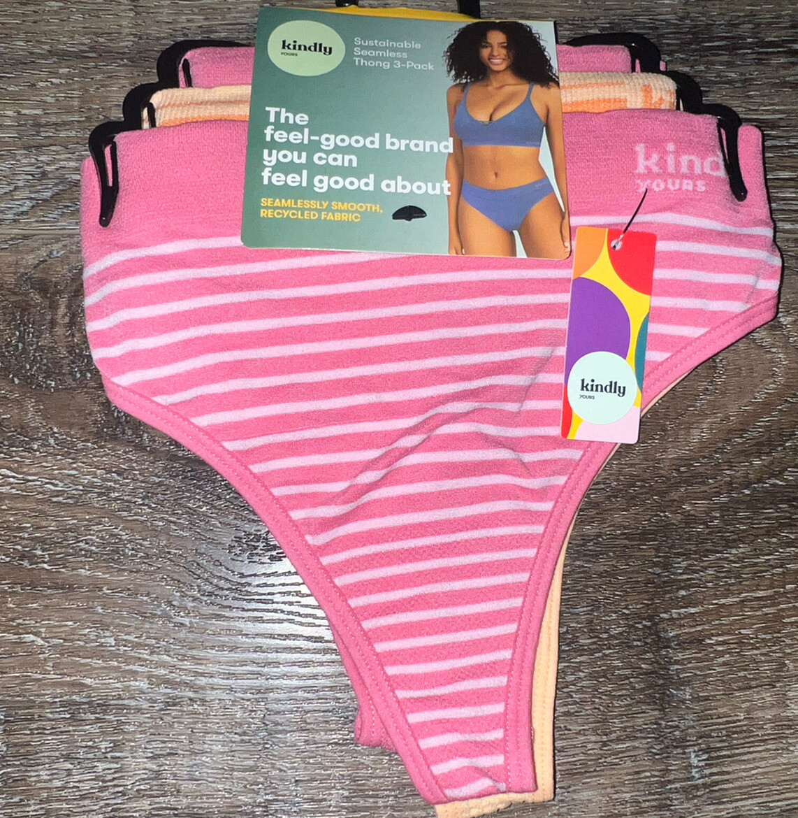 Kindly Yours ~ 3-Pair Womens Thong Seamless Underwear Nylon Blend ~ M (8-10)