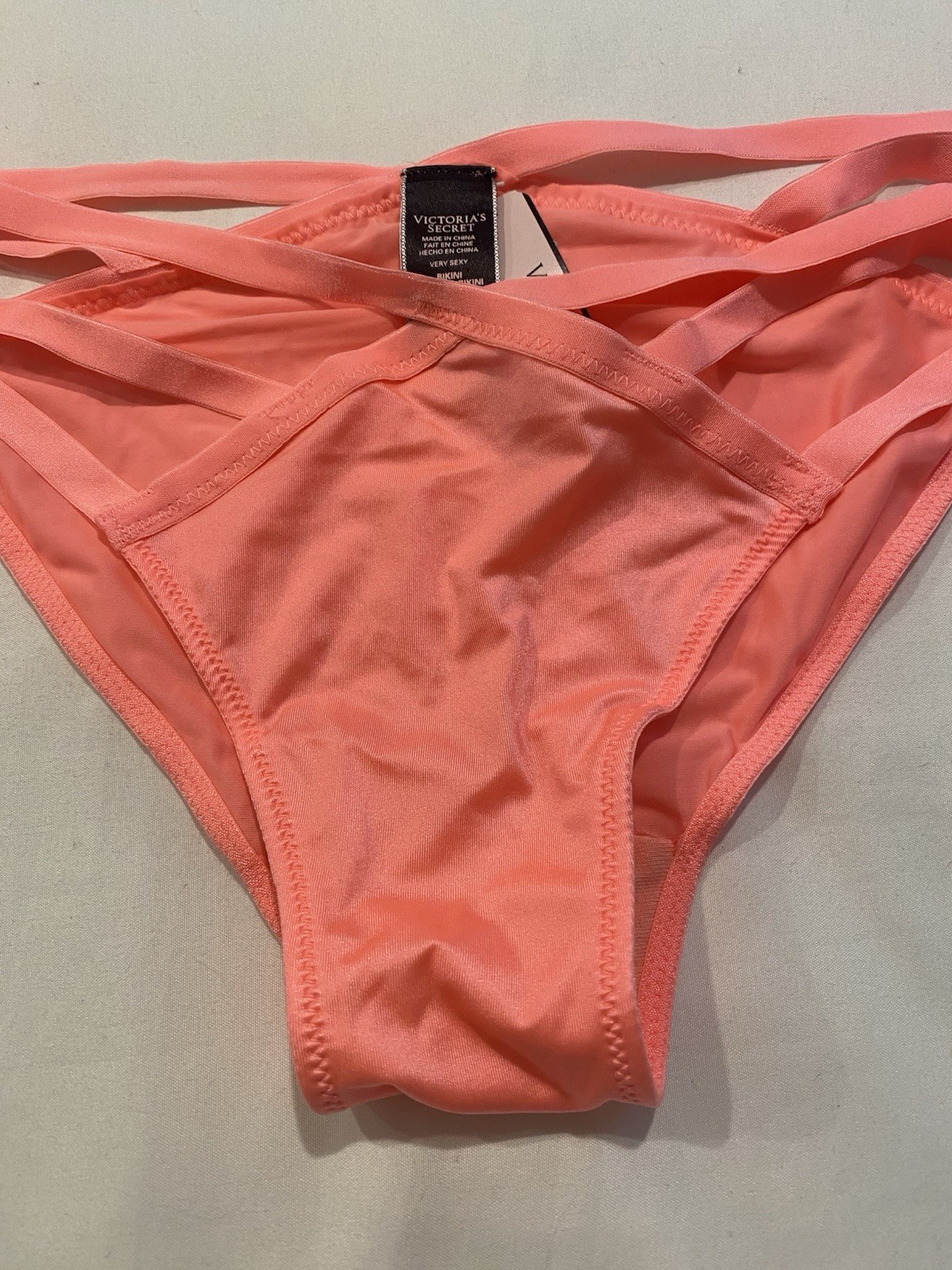 Victoria’s Secret String Bikini Panties Small Hot Orange Culotte Underwear NWT
