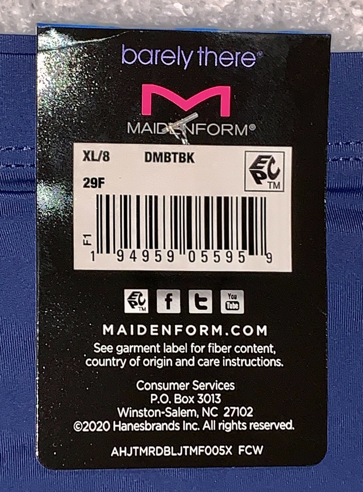 MAIDENFORM Barely There Invisible Eclipse Navy Bl Bikini Panty Womens S L XL 2XL