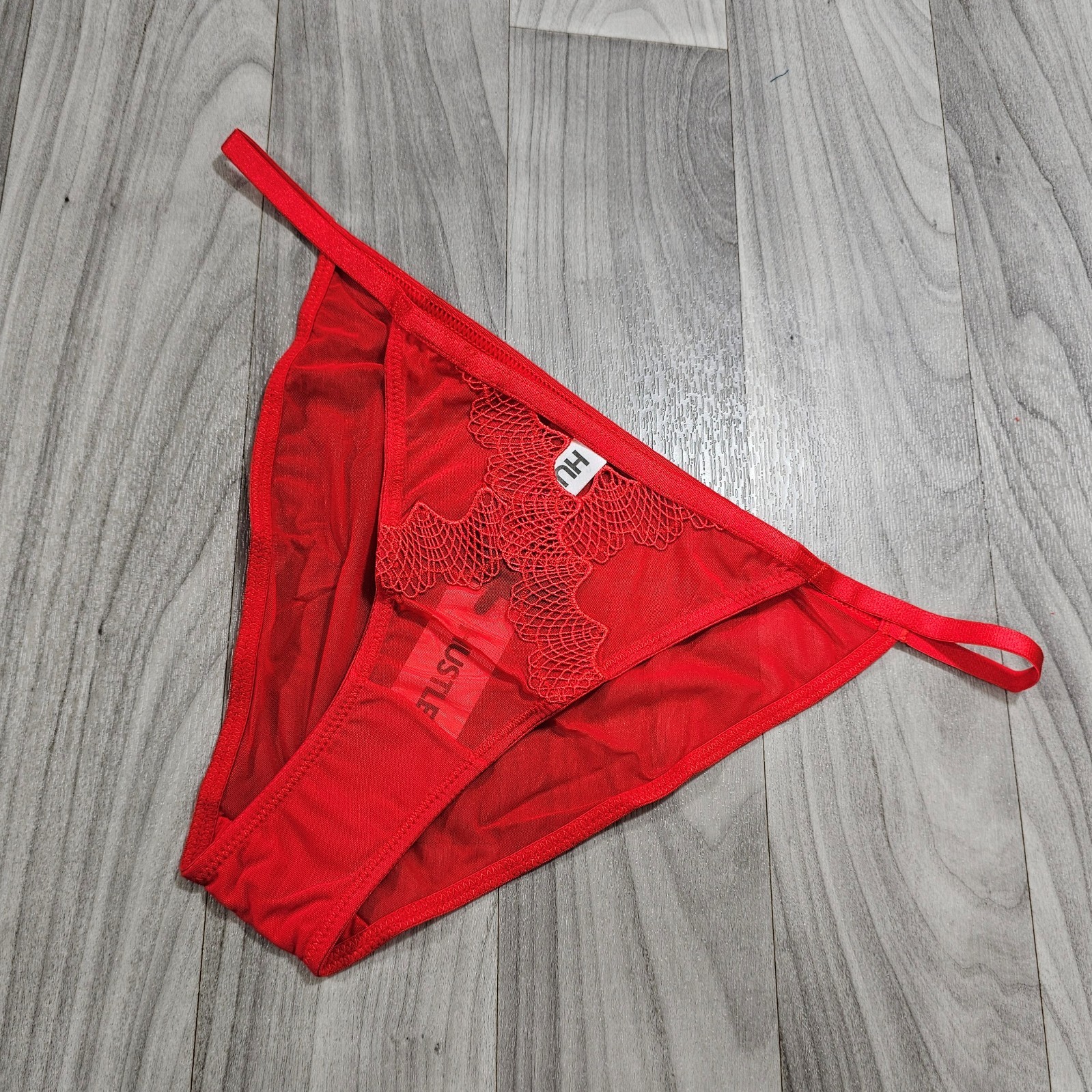 Hustler Lingerie Grace Red Mesh and Lace Trim Brief