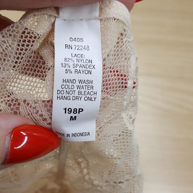 FELINA Floral Lace Panty Size Medium Tan Nude High Rise Cut Tanga 198P