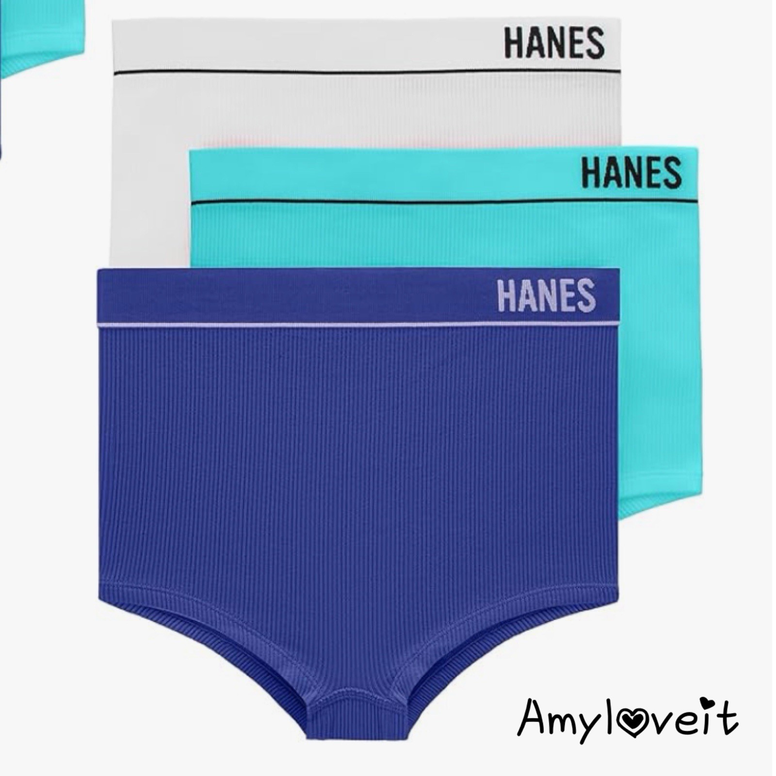 Hanes Women’s Originals Seamless Stretchy Ribbed Boyfit Panties Set Size Small