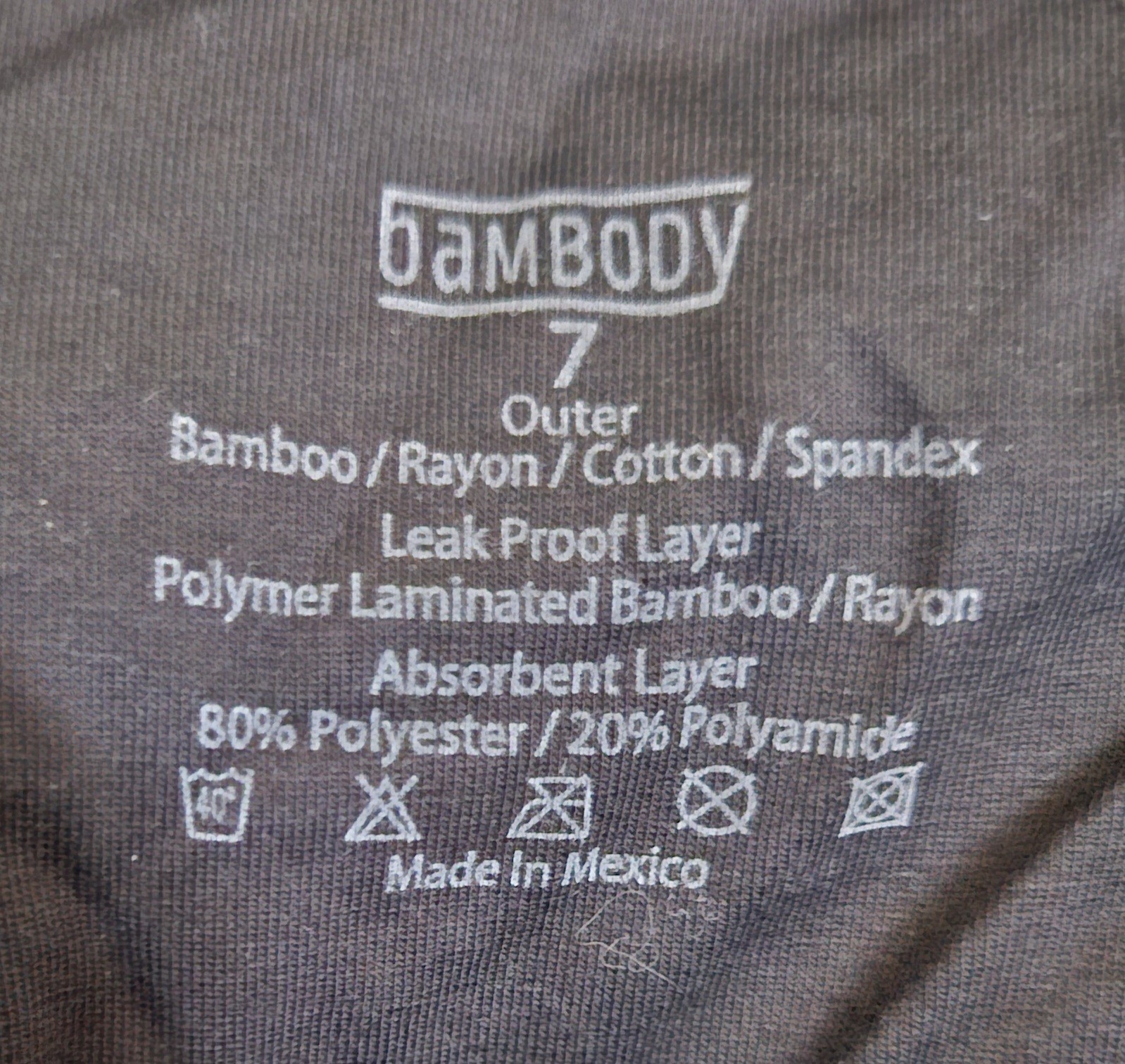 NWOT Bambody 2 Pack Absorbent Leakproof Period Brief Panties Black Size 7